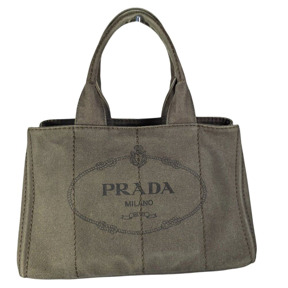 Prada Medium Canapa Canvas Tote Green